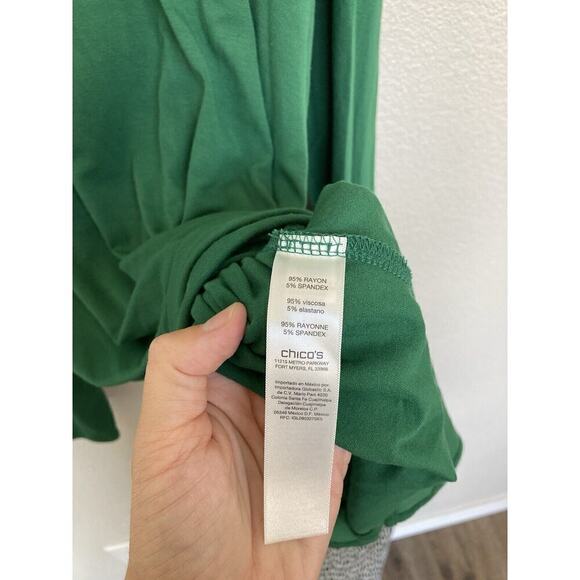Chicos zenergy green cold shoulder tunic long sleeve casual athletic size 2 - Picture 4 of 5